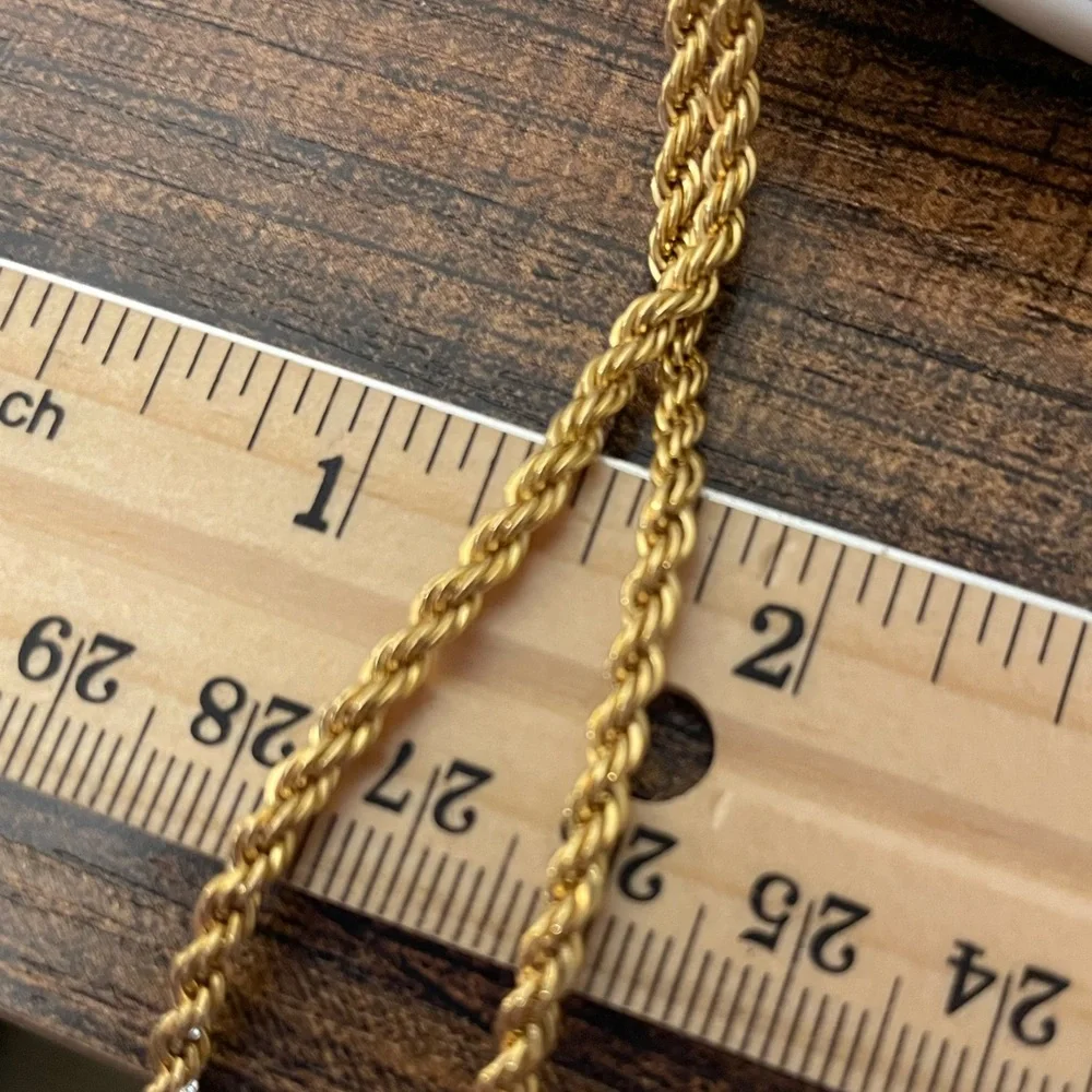 New vintage mid-century 12kt yellow gold twisted braided rope chain necklace 20” - Picture 4 of 5